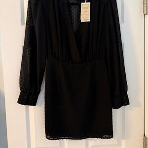 Mango (MNG) Black dress with sheer sleeves